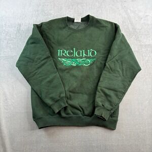 Vintage Gildan Heavy Weight Ireland Crewneck Sweatshirt Green Celtic Spellout L